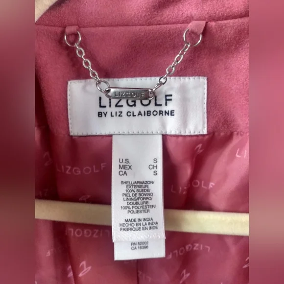 Liz Golf by Liz Claiborne Suede Lined Zip Up Jacket Snap Collar Sleeves S - Picture 5 of 12